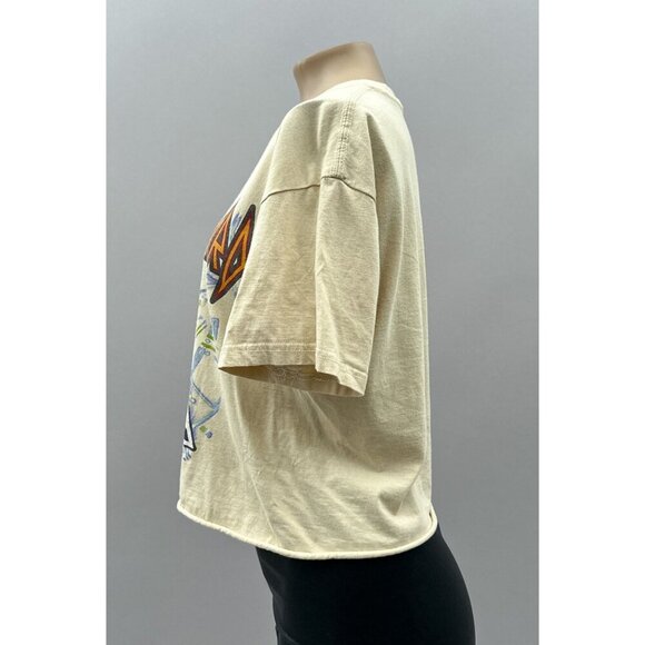 Def Leppard Hysteria Boxy Fit Crop Shortsleeve T-Shirt Graphic Tee Cream Women M - Picture 4 of 10